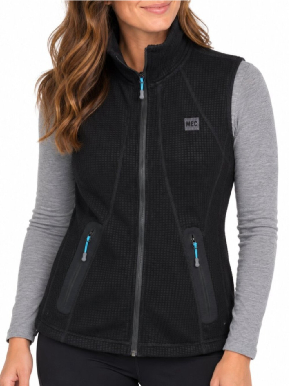 MEC Polartec Thermal Pro Grid Fleece Vest Black Small Outdoor Hiking Gorpcore